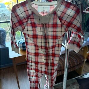 Red and White Plaid Kids Footie